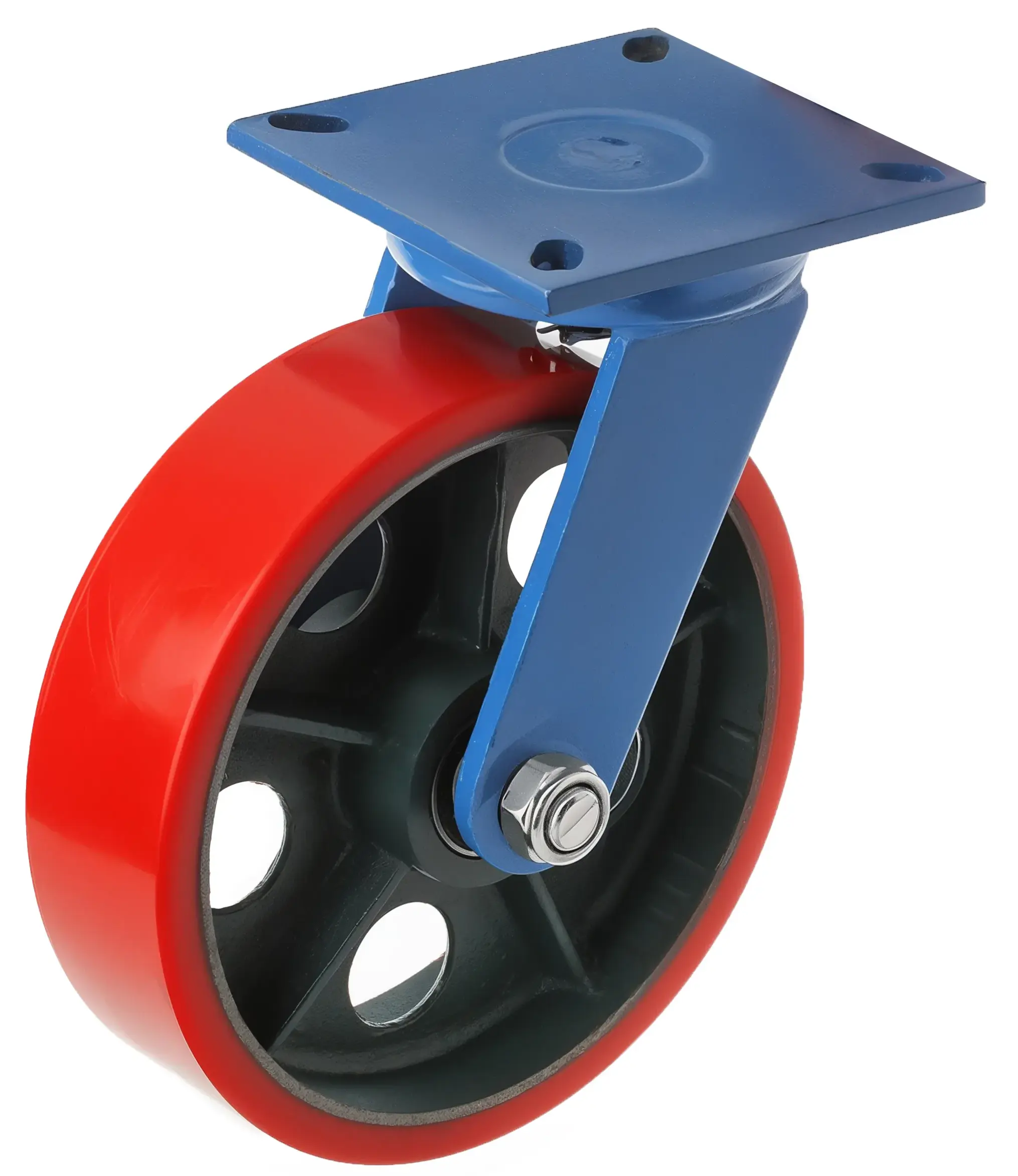 Сверхбольшегрузное полиуретановое колесо 150 мм, 1500 кг (площадка, поворотное, шарикоподшипник) - 2016S