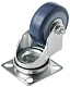 Мебельное синее колесо, диаметр 50мм, крепление площадка, поворотное, шинка из поливинилхлорида, полипропиленовый обод, подшипник - SCv 25